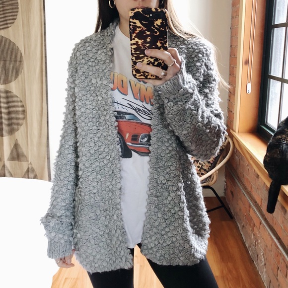 LOFT Sweaters - LOFT • Loop Stitch Cardigan Grey